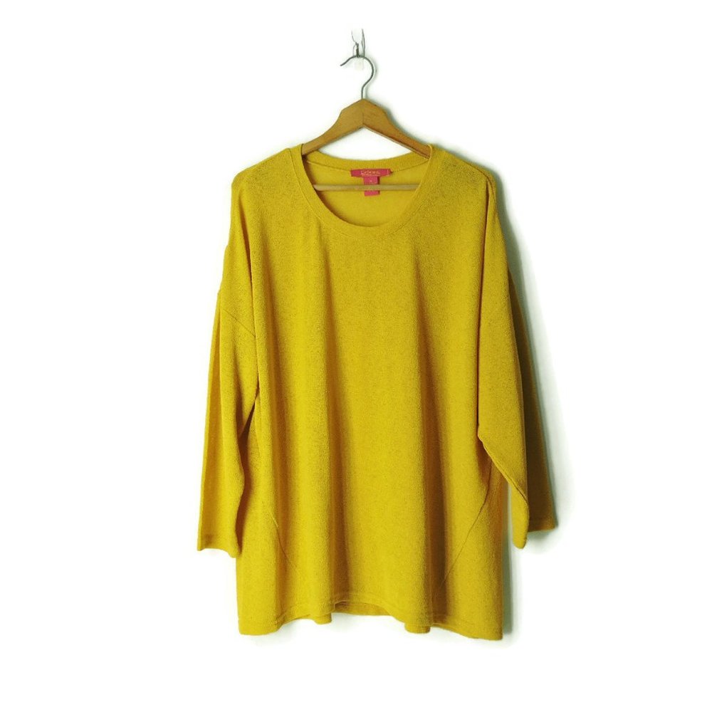 Catherine Malandrino mustard yellow elegant sweater knit top